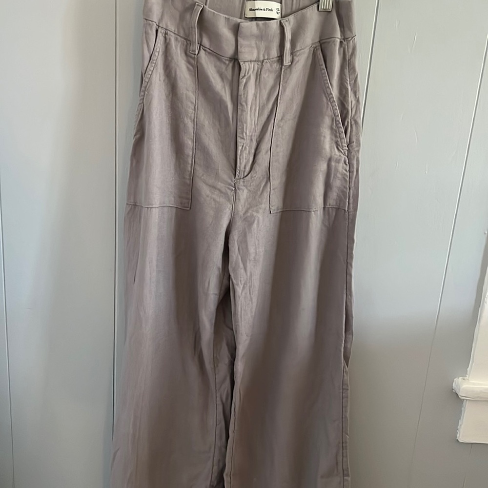 Abercrombie & Fitch Linen Blend Wide Leg Trousers